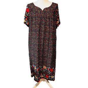EKOUAER WOMEN’S FLORAL LOUNGE WEAR SIZE LARGE BLACK & RED NWT